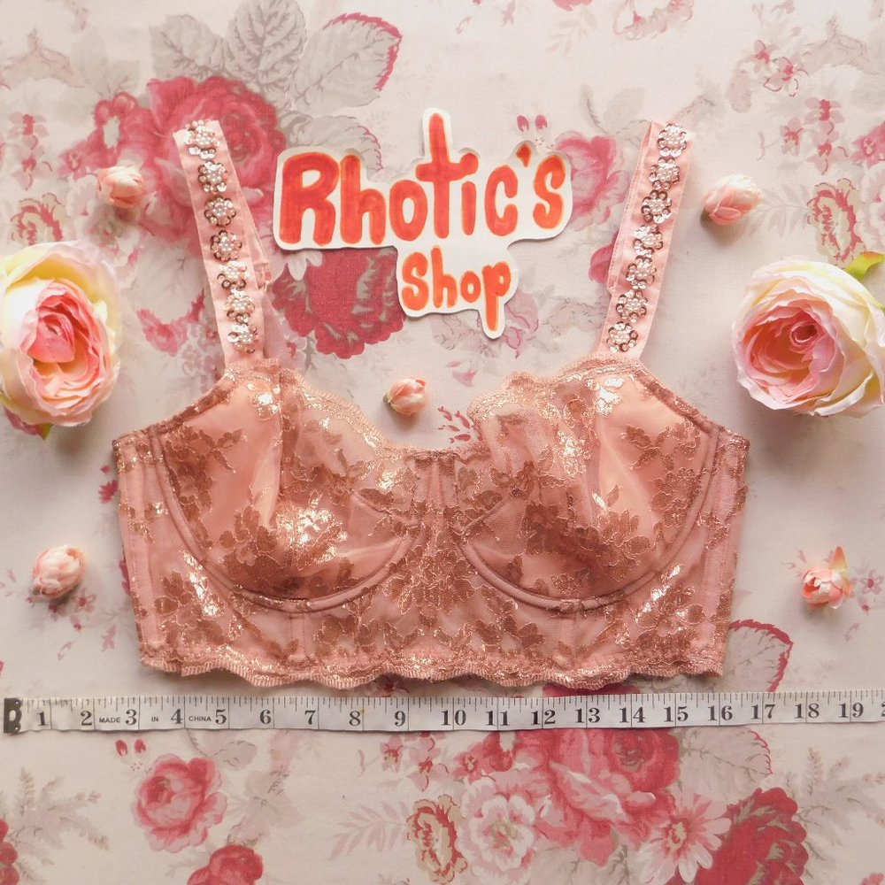 Bedazzled, Pink & Gold Foil Underwire Bra